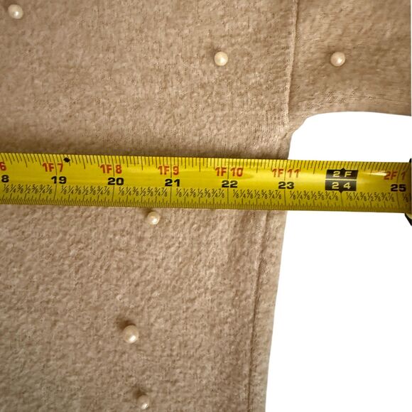 Zara Trafaluc Oatmeal Beige Pearl Beaded Oversized Sweater Size S - Picture 11 of 11